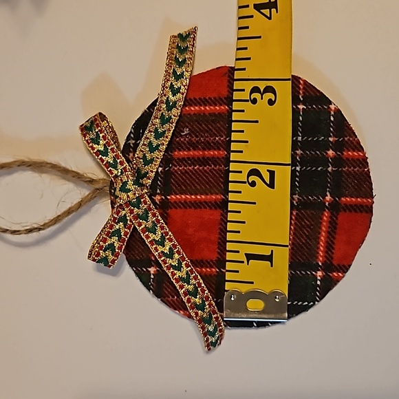 Hand Crafted Upcycled farmhouse decor Christmas hanging ornaments plaid fabric - Picture 17 of 17